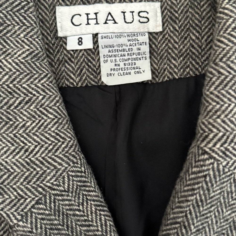 CHAUS Vintage Classic Double-Breasted Wool Blend Blazer in Heather Gray size 6 - Picture 4 of 12